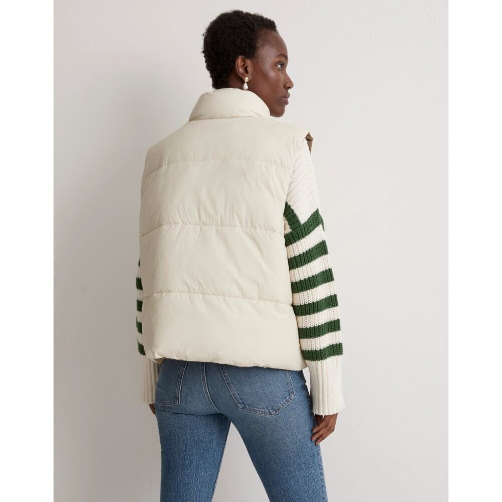 Madewell ladies woven wutang reversible puffer vest down alternative NEW XS - Picture 5 of 10